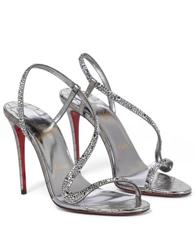 Christian Louboutin Rosalie Strass 100 Leather Pumps - Gray