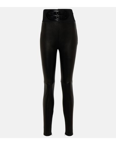 Alaïa Alaia Belted High-rise Leather leggings - Black