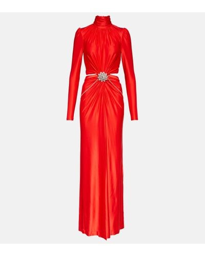Rabanne Robe longue a ornements - Rouge