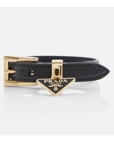 Prada Saffiano Leather Bracelet - Black