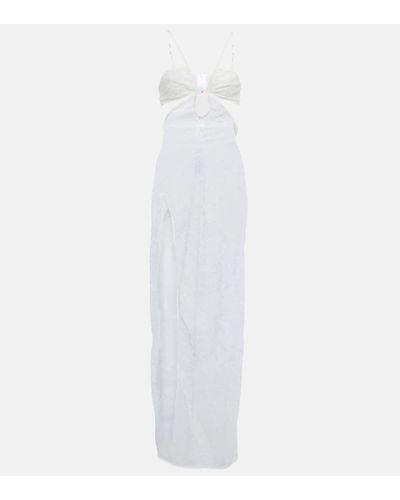 Nensi Dojaka Bridal Cutout Lace Gown - White