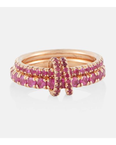 Spinelli Kilcollin Delphinus Rouge Petite Deux 18kt Gold Ring With Sapphires And Rubies - Pink