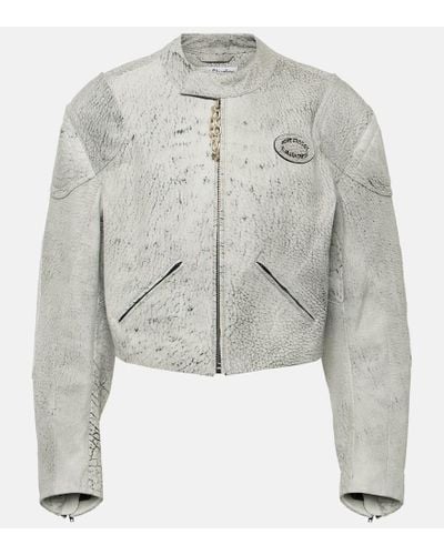 Acne Studios Cropped Leather Jacket - Gray