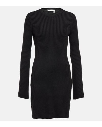 Chloé Ribbed-knit Wool And Cashmere Dress - Black
