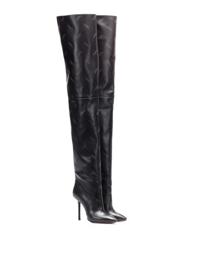 Vetements Leather Over-the-knee Boots - Black