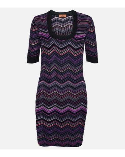 Missoni Zigzag-woven Short-sleeve Minidress - Purple