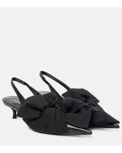 Balenciaga Bow-detail Leather Slingback Court Shoes - Black