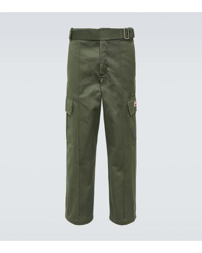 KENZO Mid-rise Cotton Cargo Pants - Green