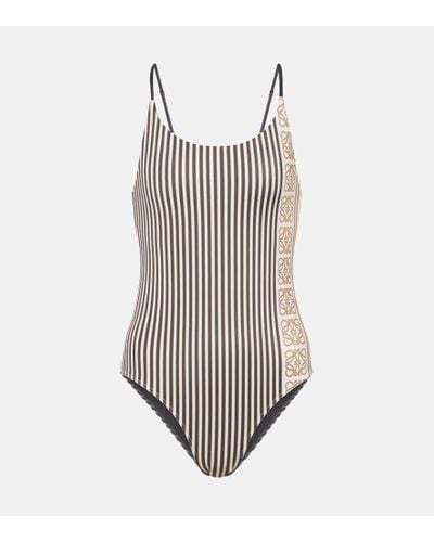 Loewe Paula's Ibiza Anagram Striped Swimsuit - Brown
