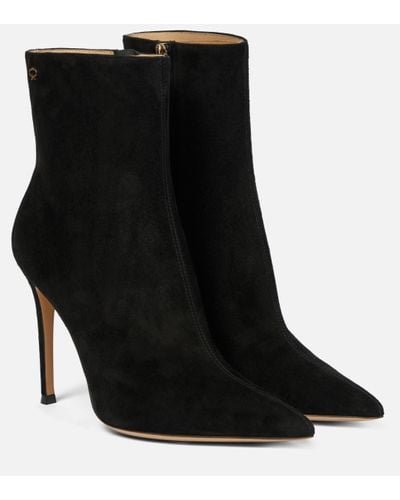 Gianvito Rossi Pointed-toe Suede Ankle Boots - Black