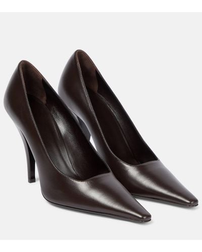 The Row Lana Leather Court Shoes - Black