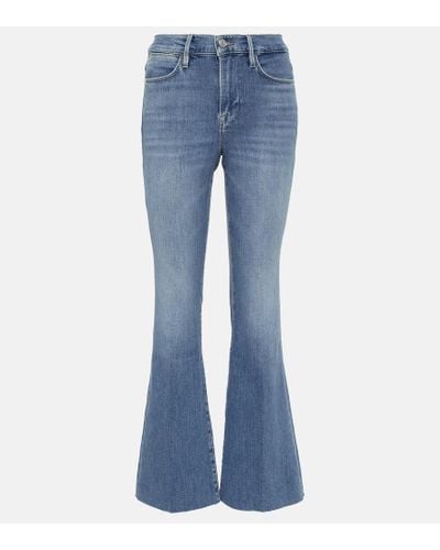FRAME Le Easy Flare Raw Fray Flared Jeans - Blue