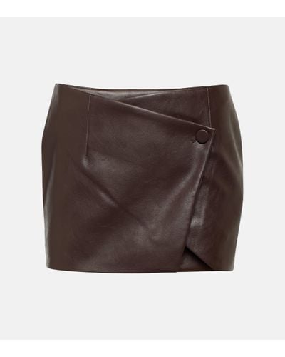AYA MUSE Mille Faux Leather Wrap Miniskirt - Brown