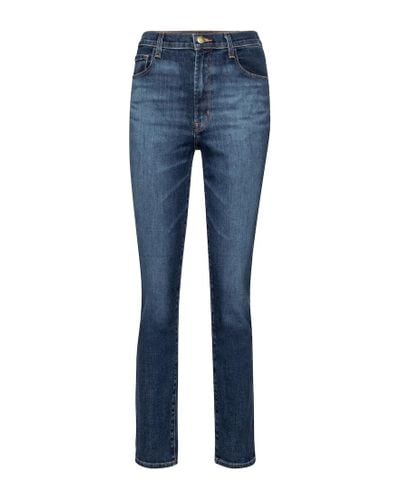 J Brand High-Rise Slim Jeans Tegan - Blau