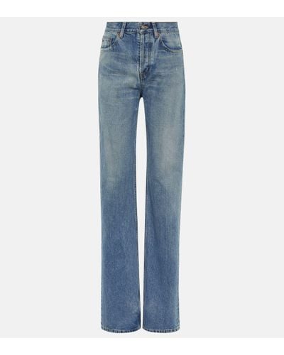 Saint Laurent Jean droit a taille haute - Bleu