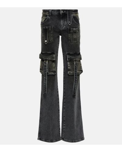 Blumarine Low-rise Denim Cargo Trousers - Black
