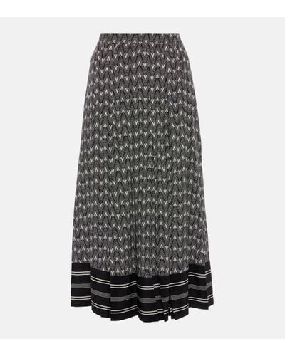 Veronica Beard Norris Logo Silk-blend Midi Skirt - Grey