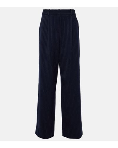 Veronica Beard Pantalon ample Heyser raye a taille haute - Bleu
