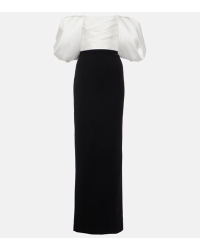 Solace London Sian Gathered Crepe Twill Gown - Black