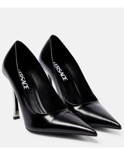 Versace Pin-point Leather Pumps - Black