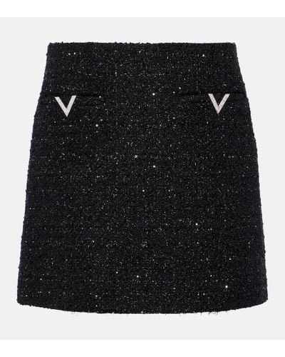 Valentino Minifalda de tweed - Negro