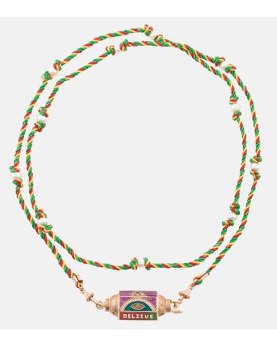 Marie Lichtenberg Halskette Believe mit 18kt Rosegold, Emaille und Edelsteinen - Mettallic