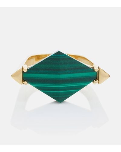 Aliita Deco Rombo 9kt Gold Ring With Malachite - Green