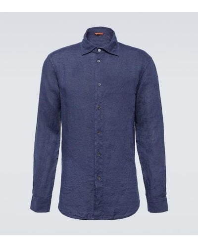 Barena Surian Telino Linen Shirt - Blue