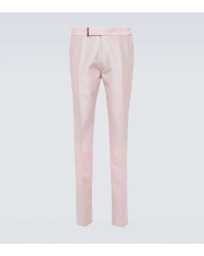 Tom Ford Atticus Ll Wool And Silk Suit Pants - Natural