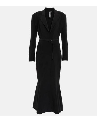 Norma Kamali Belted Jersey Fishtail Midi Dress - Black