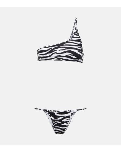 The Attico Bikini asymetrique imprime - Blanc
