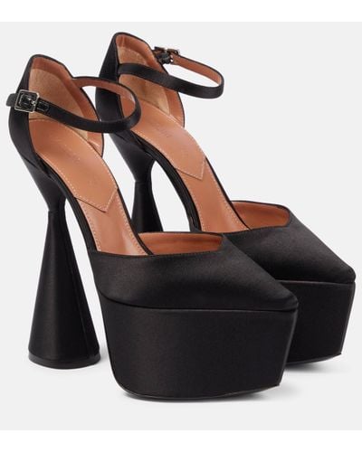 D'Accori Reign Satin Platform Court Shoes - Black