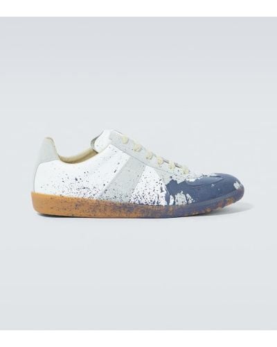 Maison Margiela Replica Printed Leather Sneakers - Blue