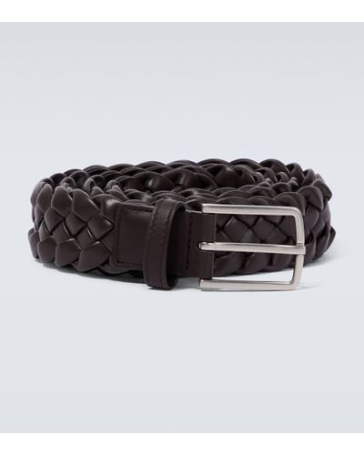 Bottega Veneta Foulard Intreccio Leather Belt - Black