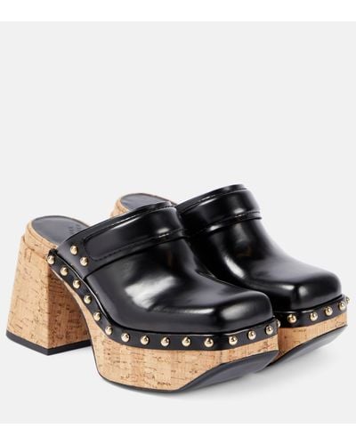 Dorothee Schumacher Cork Contrast Leather Clogs - Black