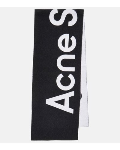 Acne Studios Echarpe Toronty en laine melangee a logo - Noir