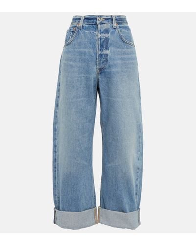 Citizens of Humanity Ayla Mid-rise Cropped Wide-leg Jeans - Blue