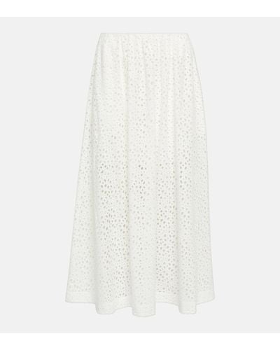 Totême High-rise Eyelet Cotton Midi Skirt - White