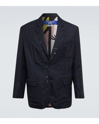 Junya Watanabe Blazer de lana y seda desgastada - Azul