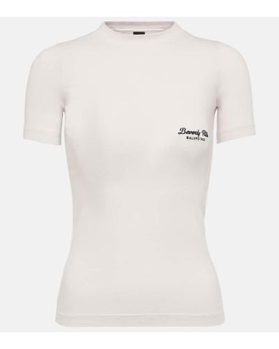 Balenciaga T-Shirt Beverly Hills aus Baumwoll-Jersey - Weiß