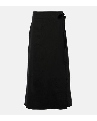 Asceno Amalfi Linen Maxi Skirt - Black