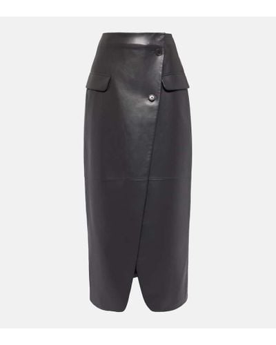 Frankie Shop Nan Asymmetric Faux Leather Maxi Skirt - Gray