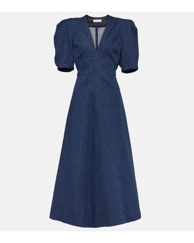 Gabriela Hearst Luz Puff-sleeve Denim Midi Dress - Blue