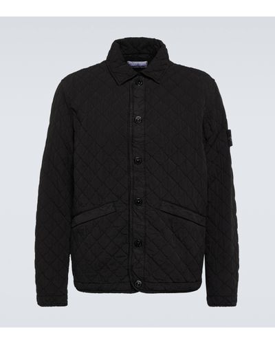 Stone Island Compass Quilted Cotton-blend Jacket - Black