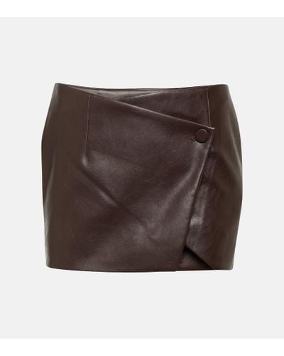 AYA MUSE Mille Faux Leather Wrap Miniskirt - Brown