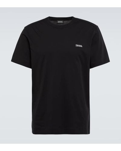 ZEGNA Logo Cotton T-shirt - Black