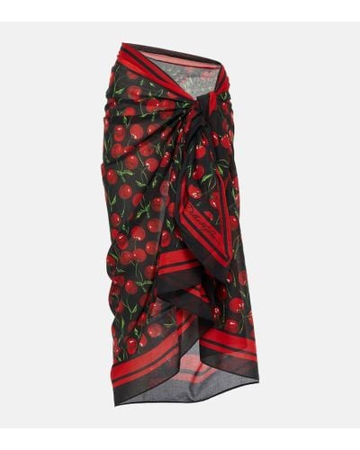 Dolce & Gabbana Pareo in cotone con stampa - Rosso