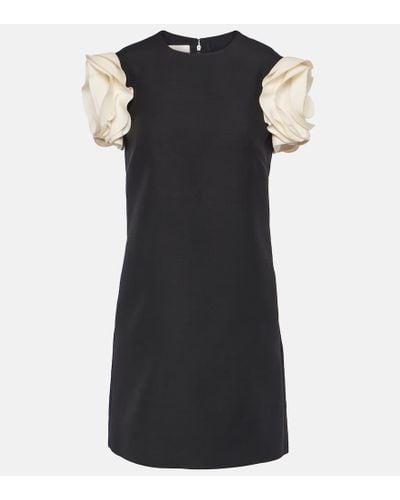 Valentino Crepe Couture Floral-applique Minidress - Black