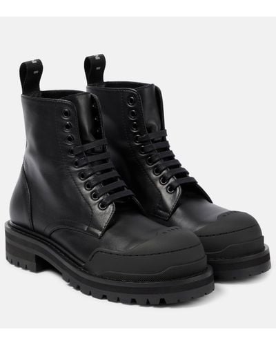 Marni Dada Leather Combat Boots - Black