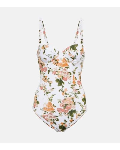 Erdem Amilia Floral Swimsuit - White